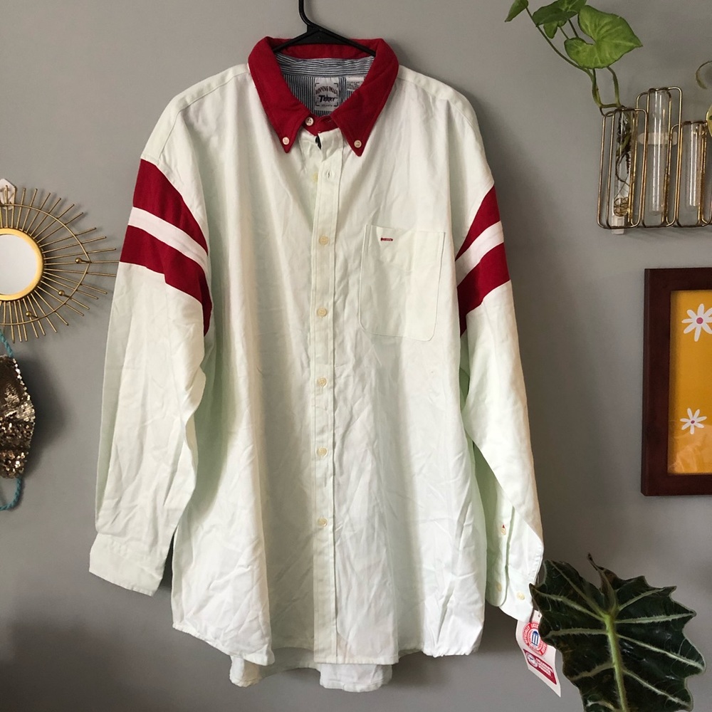 Vintage striped red polo button down